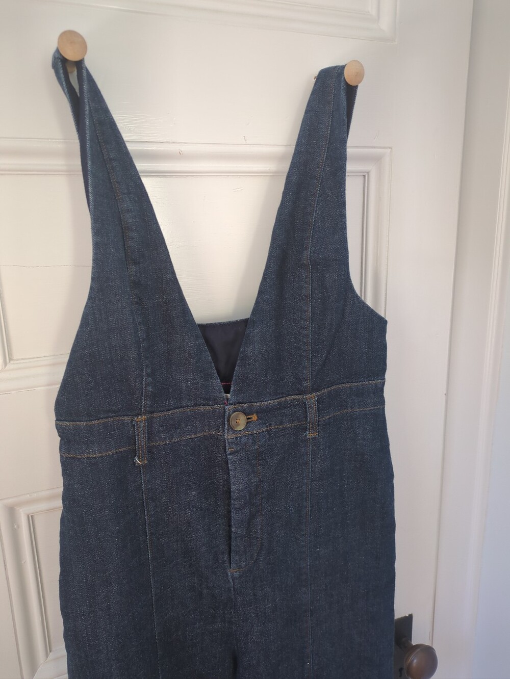 Anthro wide leg Pilcro dark denim Jumpsuit Overall 8 M - Picture 5 of 10